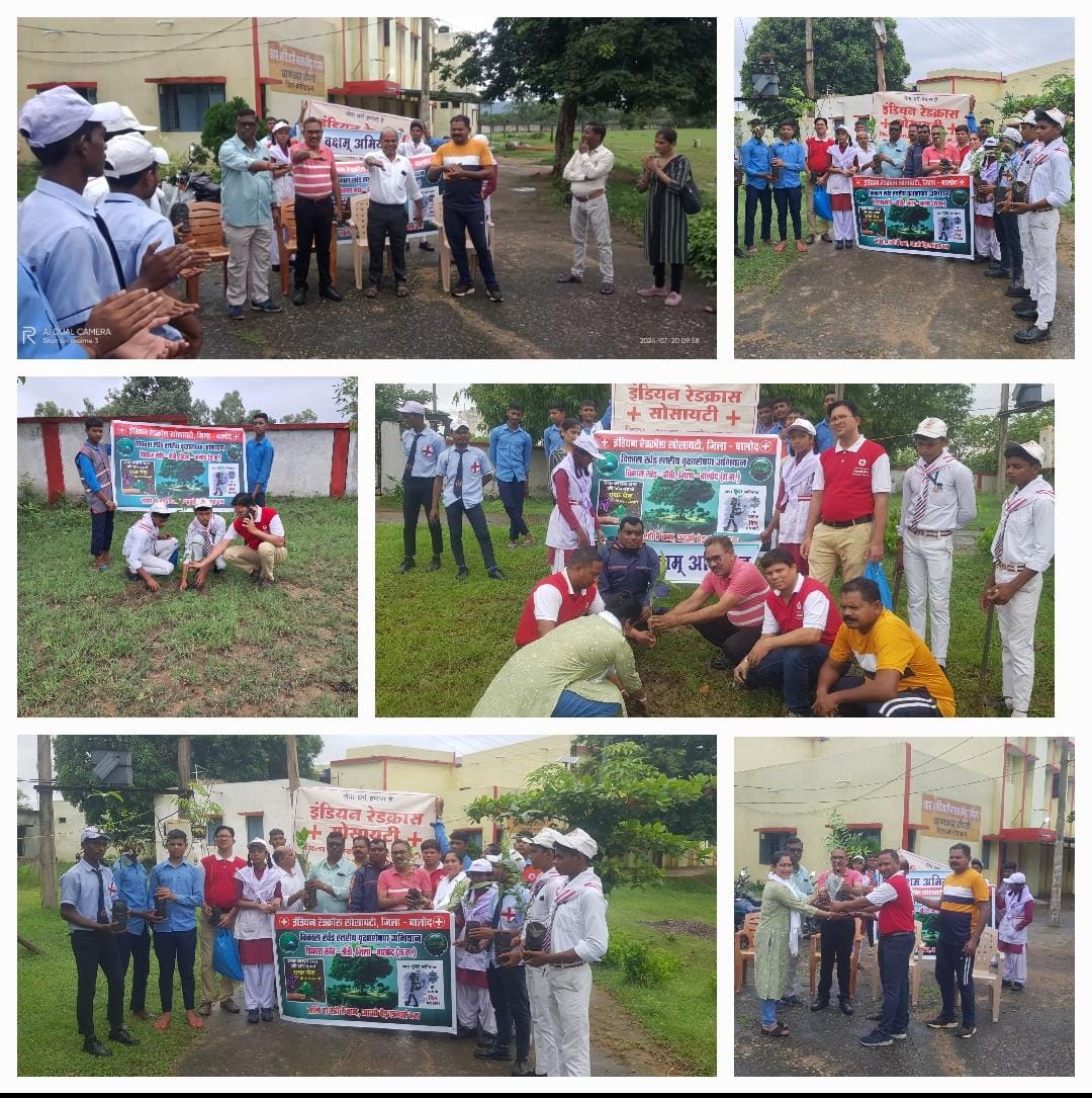 इंडियन रेडक्रास सोसायटी शाखा विकासखंड डौंडी के तत्वावधान  में विकासखंड स्तरीय वृक्षारोपण 