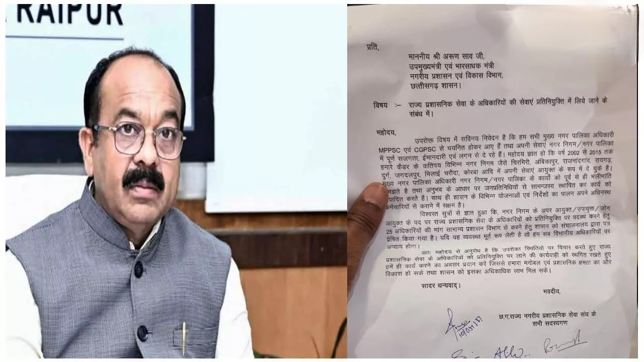 राज्य प्रशासनिक सेवा के अधिकारियों को प्रतिनियुक्ति पर पदस्थ 25 अधिकारियों की मांग,विरोध में उतरा नगरीय प्रशासनिक सेवा संघ 