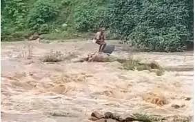 लगातार बारिश से नदी नाले उफान पर : घूंघटा नदी पार करने के दौरान बाढ़ में फंसा बुजुर्ग,ग्रामीणों ने सुरक्षित बाहर निकाला
