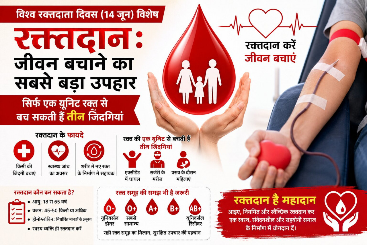विश्व रक्तदान दिवस 14 जून पर विशेष: आपकी रगों में बहता हुआ खून किसी के बुझते हुए घर के चिराग को दोबारा रोशन कर सकता है
