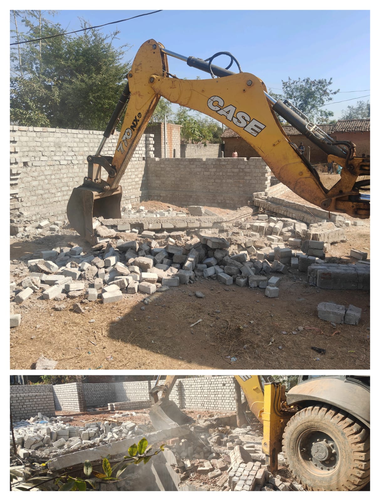 परसदा में सरकारी जमीन पर गरजा बुलडोजर, टेकराम साहू सहित 2 के अवैध मकान ध्वस्त 