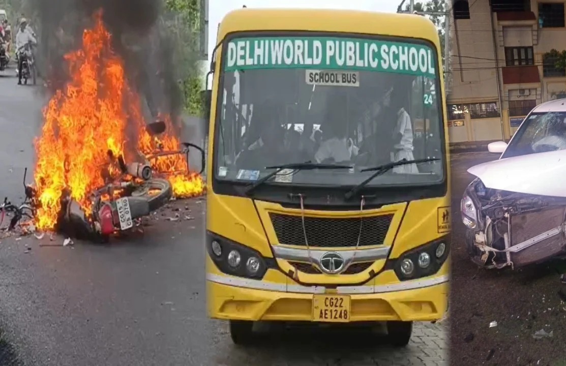 छत्तीसगढ़ में सड़क हादसों का सिलसिला, कहीं बाइकें धू-धू कर जलीं तो कहीं पेड़ से टकराई कार