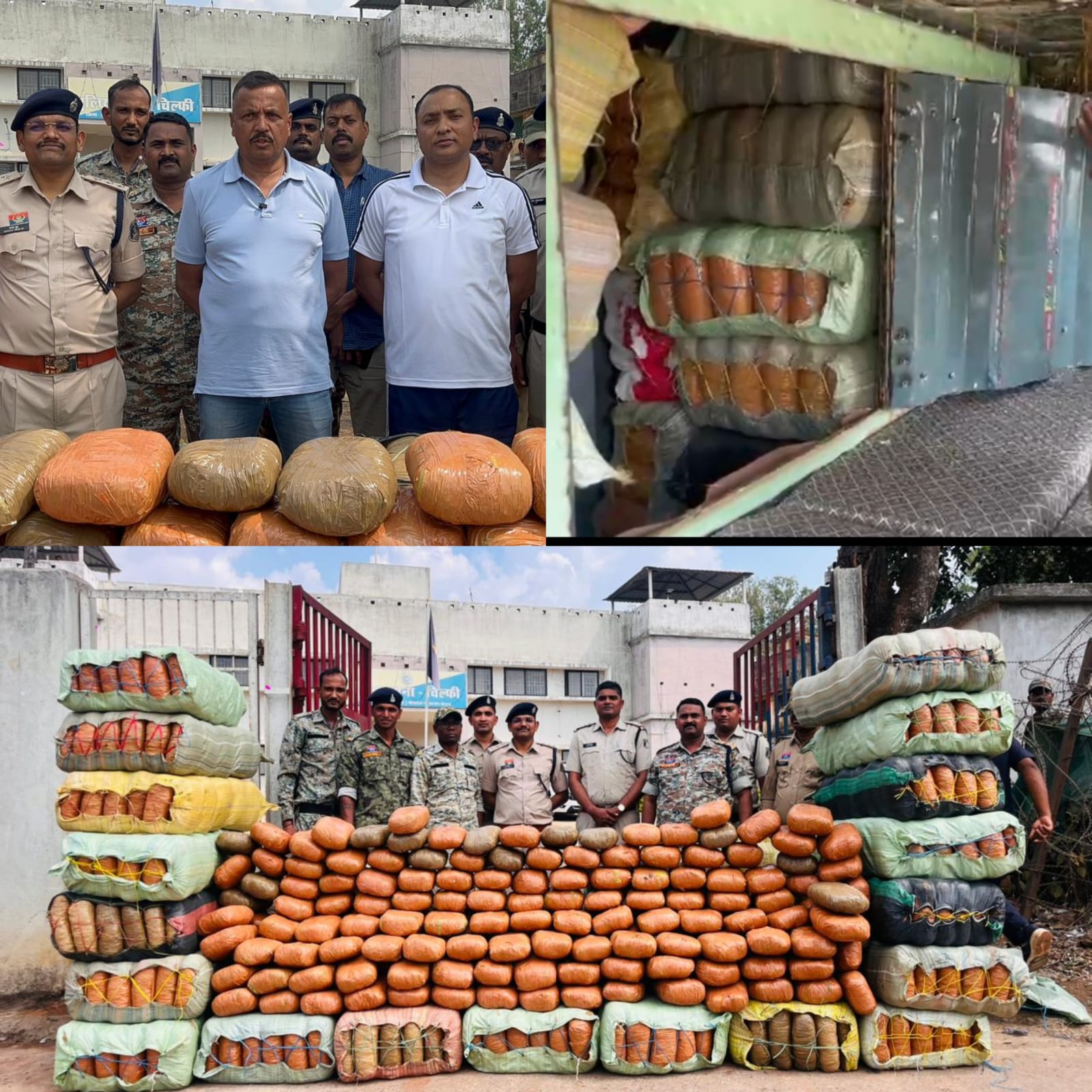 कबीरधाम पुलिस की बड़ी कार्रवाई करीब 5 करोड़ का गांजा जब्त, कंटेनर भी जब्त, कुल 9 क्विंटल से ज्यादा मादक पदार्थ पकड़ा गया