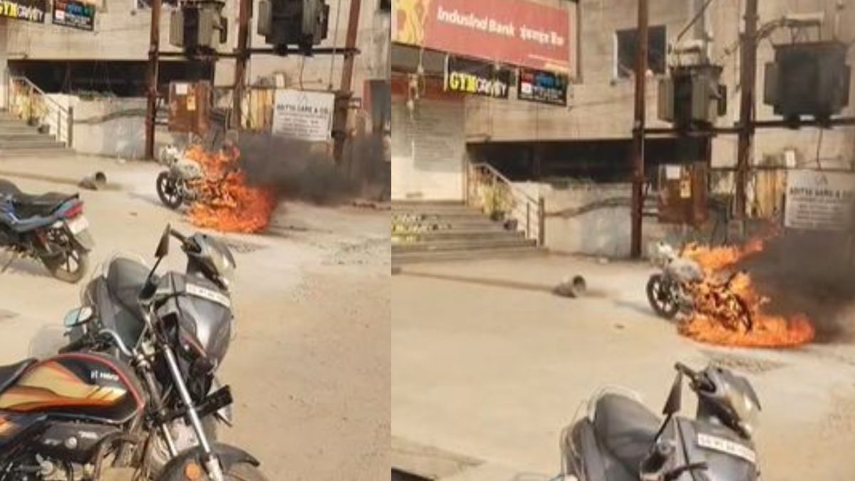 रायगढ़ में खड़ी बाइक बनी आग का गोला: देखते ही देखते जलकर राख