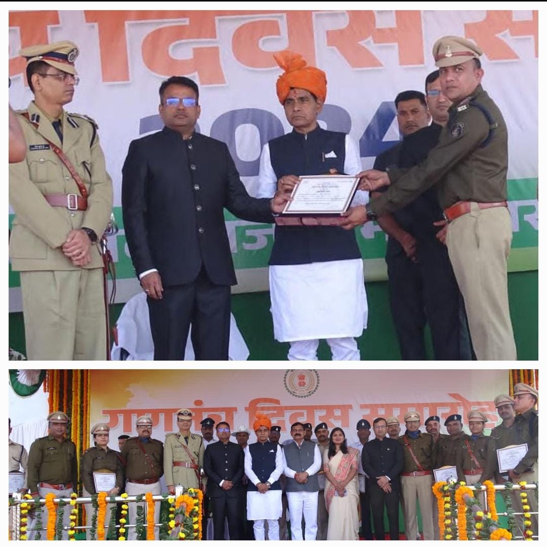 पुलिसिंग सेवा में उत्कृष्ट कार्य करने पर मंत्री टंक राम वर्मा एवं कलेक्टर चंदन कुमार के हाथों लवन थाना प्रभारी केसर पराग हुए सम्मानित     