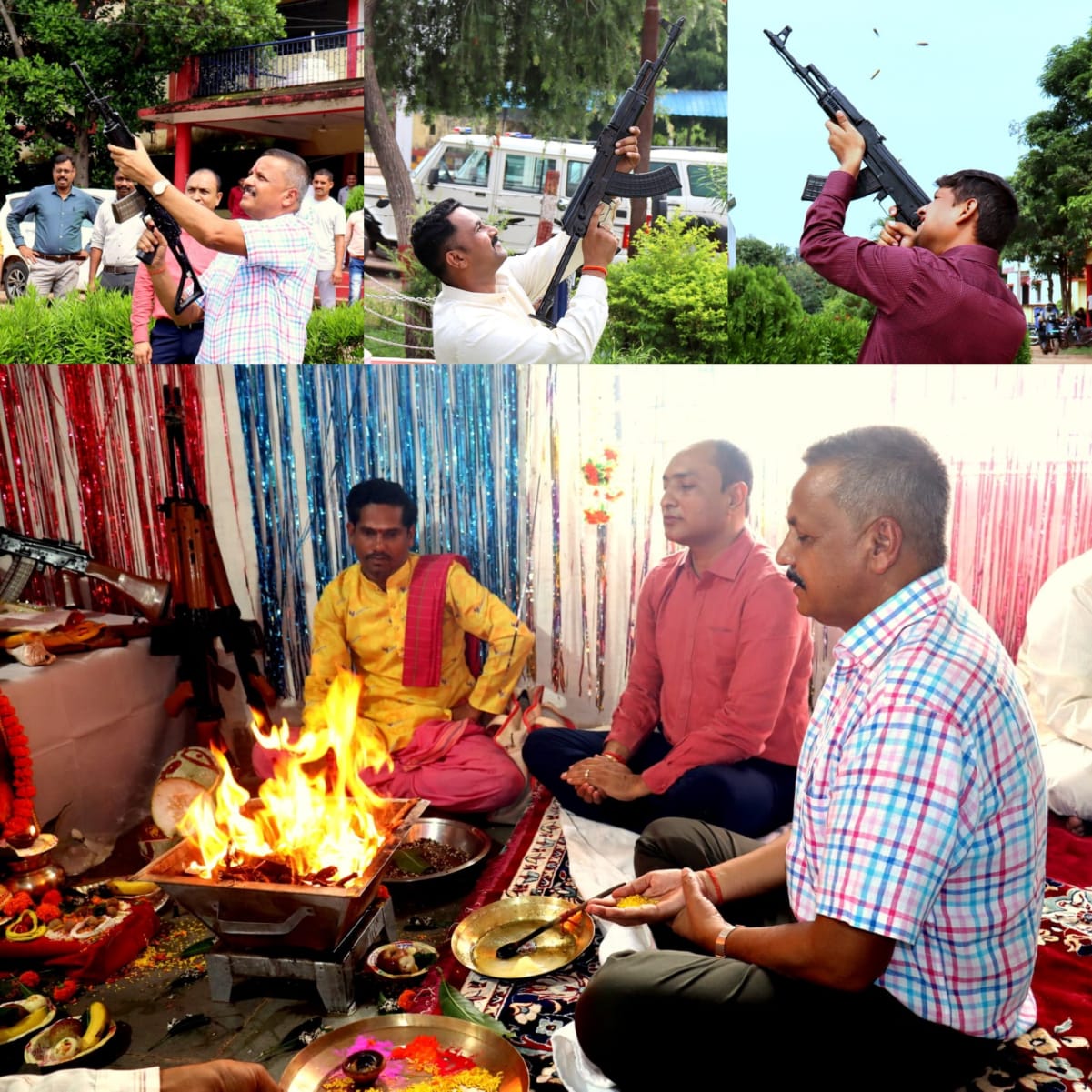  कबीरधाम जिले के न्यू पुलिस लाइन रक्षित केंद्र में पारंपरिक रूप से शस्त्र पूजन का आयोजन किया गया