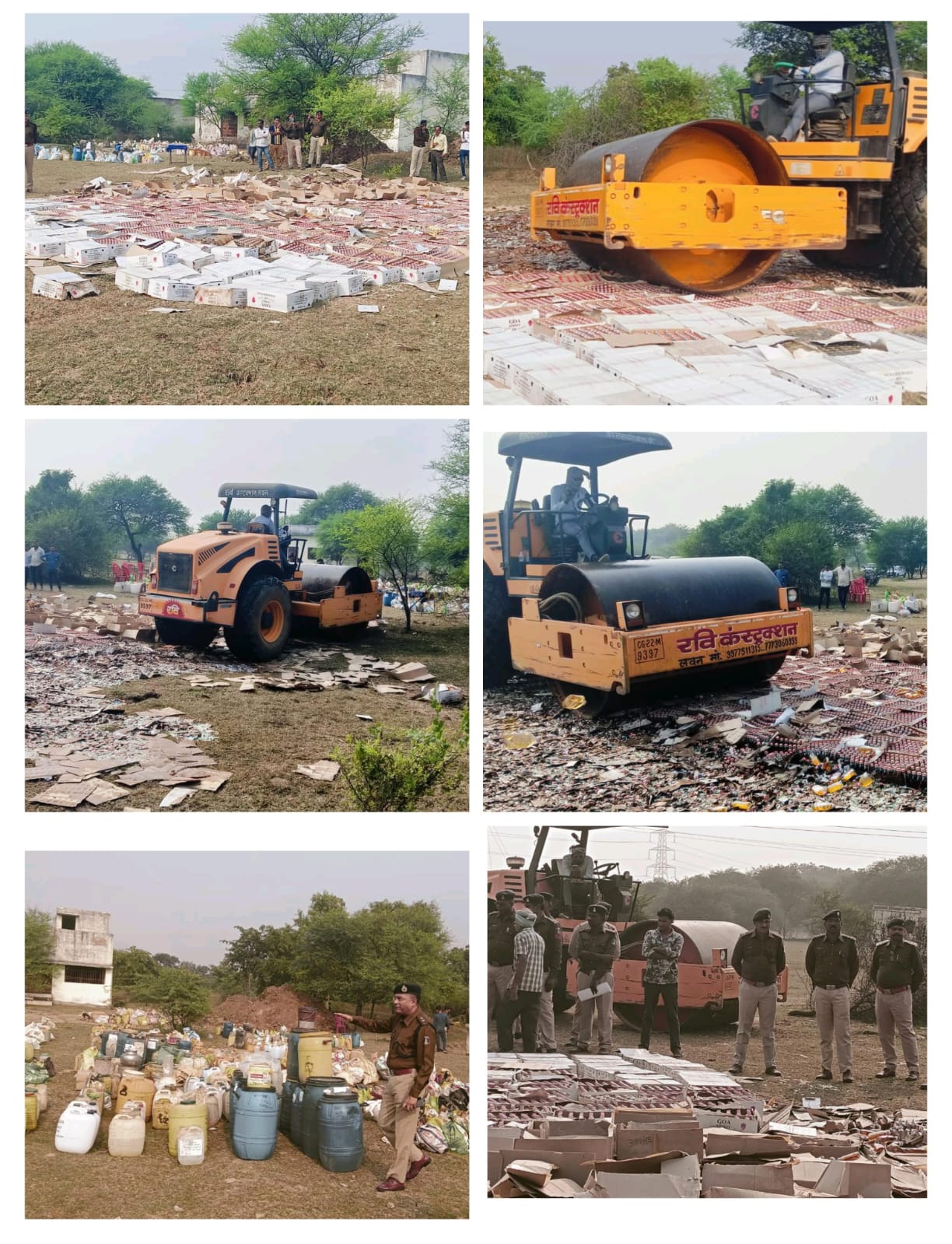 जिला बलौदाबाजार-भाटापारा पुलिस द्वारा अवैध रूप से शराब बिक्री के मामलों में जप्त शराब का किया गया नष्टीकरण 