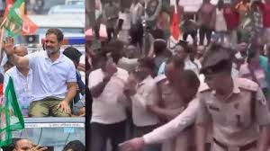  वोटर अधिकार यात्रा के दौरान राहुल गांधी की गाड़ी ने पुलिसकर्मी को मारी टक्कर, BJP बोली- ये जनता कुचलो यात्रा