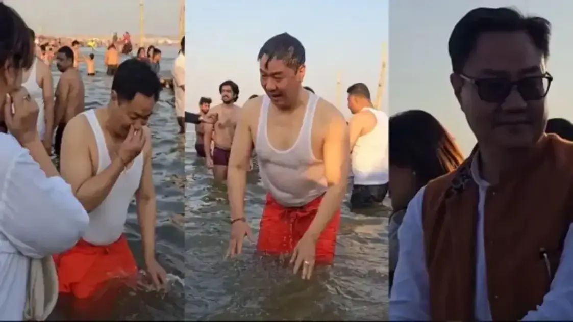 केंद्रीय मंत्री किरेन रिजिजू ने पवित्र त्रिवेणी संगम में लगाई डुबकी,कहा -ये अलौकीक है, जिसे शब्दों में बयां करना असंभव