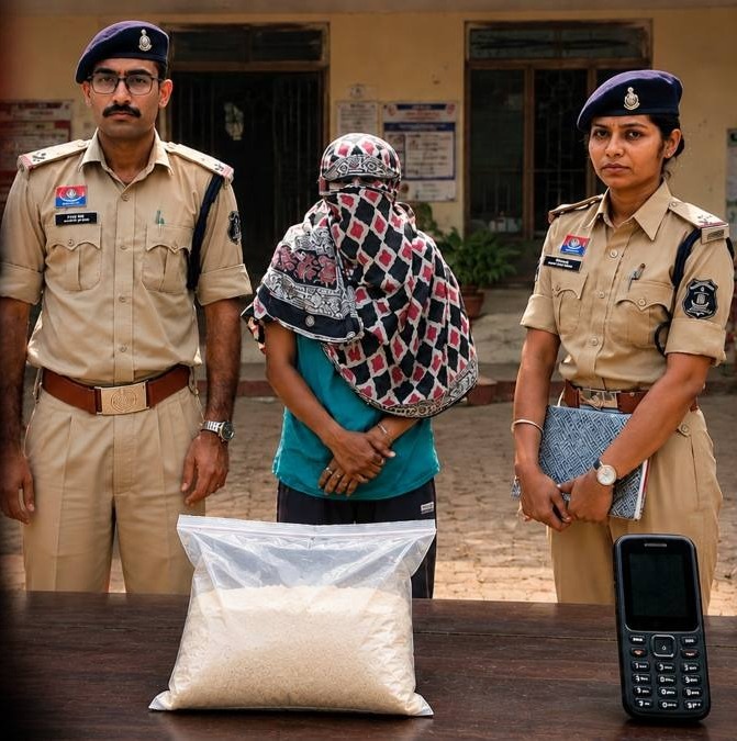 दुर्ग पुलिस का बड़ा एक्शन: स्कूल परिसर से 10 लाख की हेरोइन बरामद, महिला तस्कर गिरफ्तार