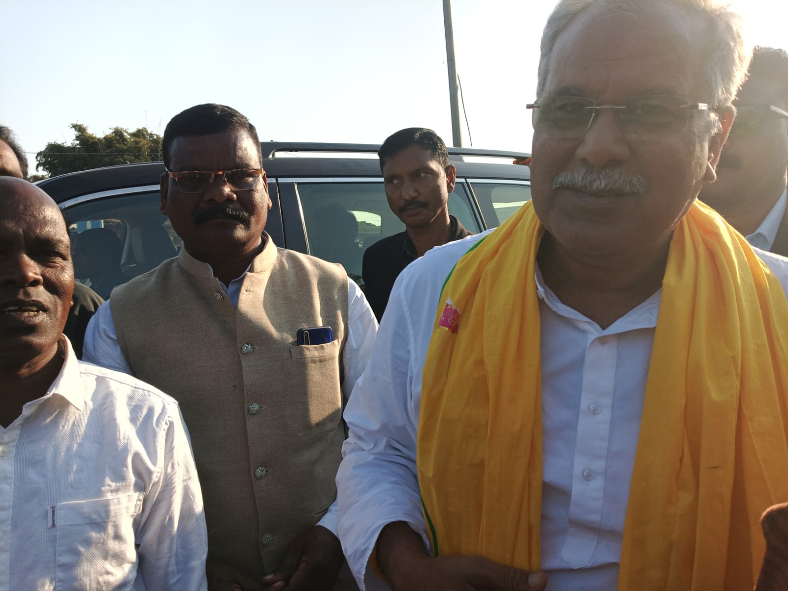 पूर्व मुख्यमंत्री भूपेश बघेल का कांग्रेसियो ने गांधी चौक केवरा में किया भव्य स्वागत 