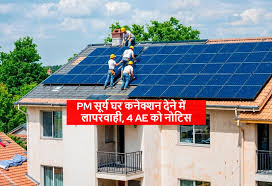 पीएम सूर्य घर में लापरवाही बरतना पड़ा भारी,4 एई को नोटिस 