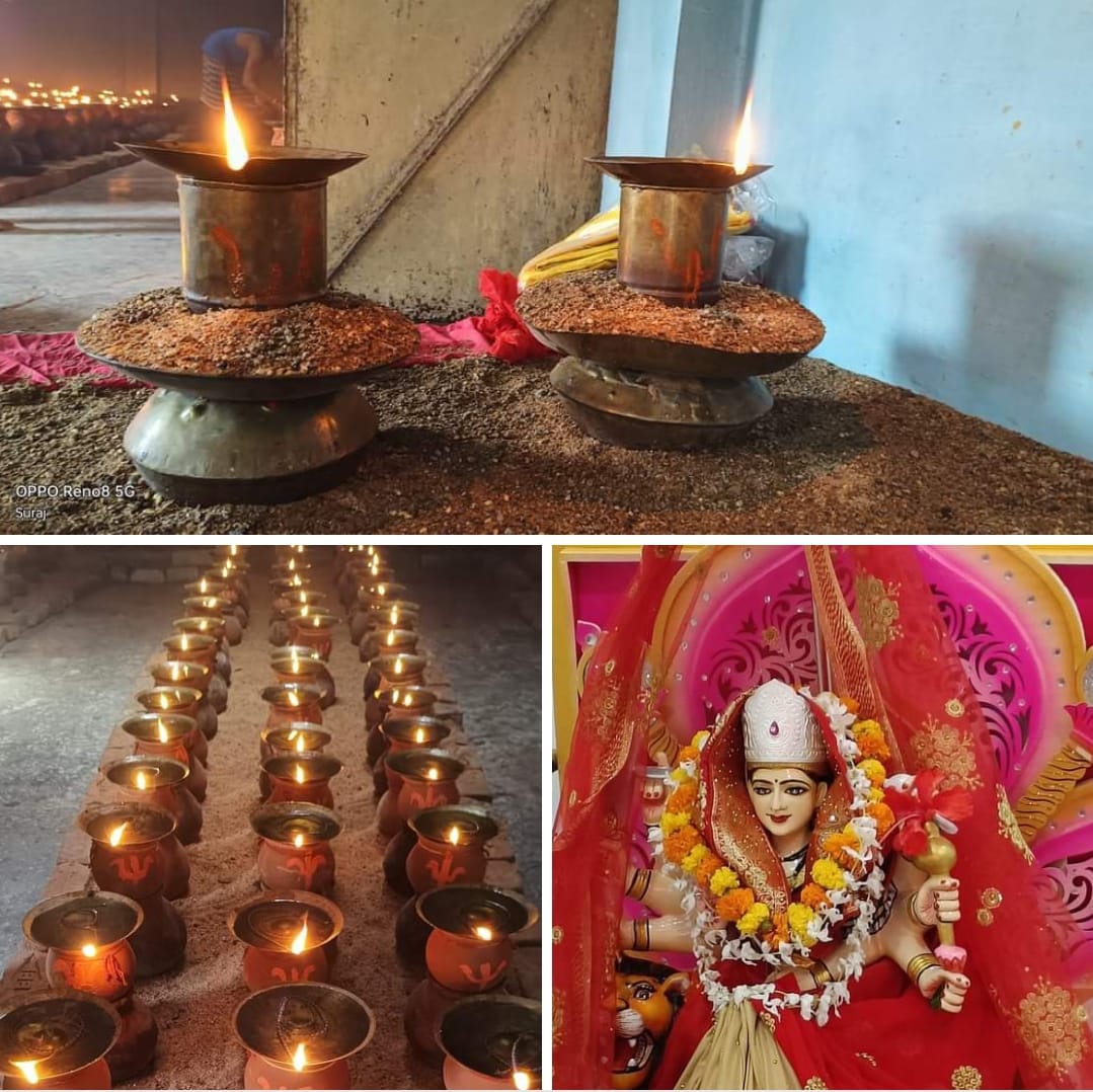नवरात्र के पहले दिन मंदिरों में उमड़े श्रद्धालु,जगह-जगह जोत जवारा स्थापित किए गए, दुर्गा प्रतिमाएं भी रखी गई